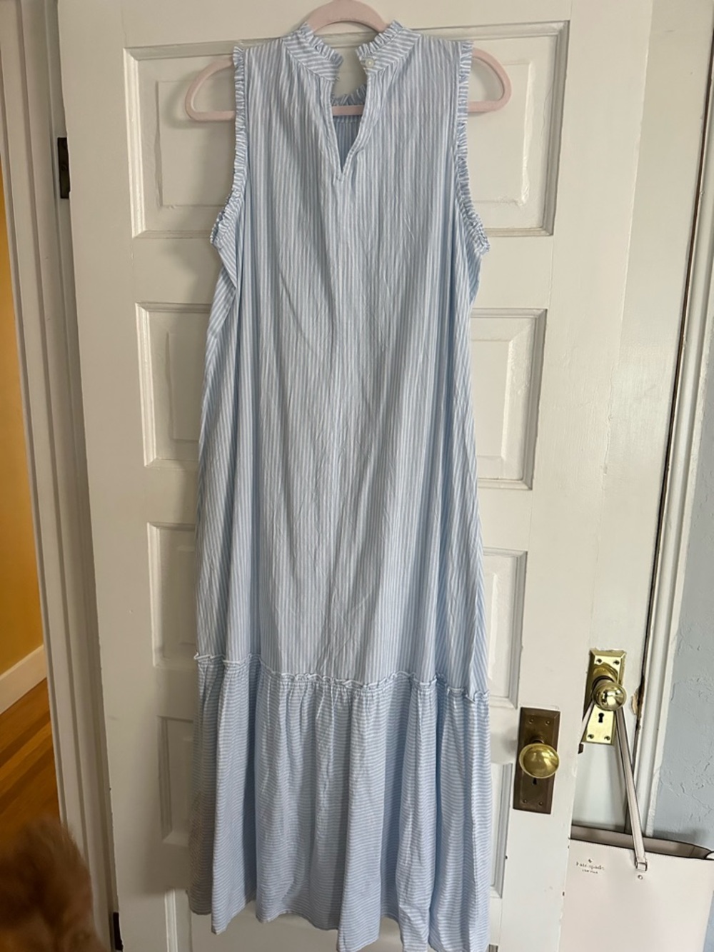 Mud Pie Light Blue and White Striped Maxi Dress - Picture 2 of 4
